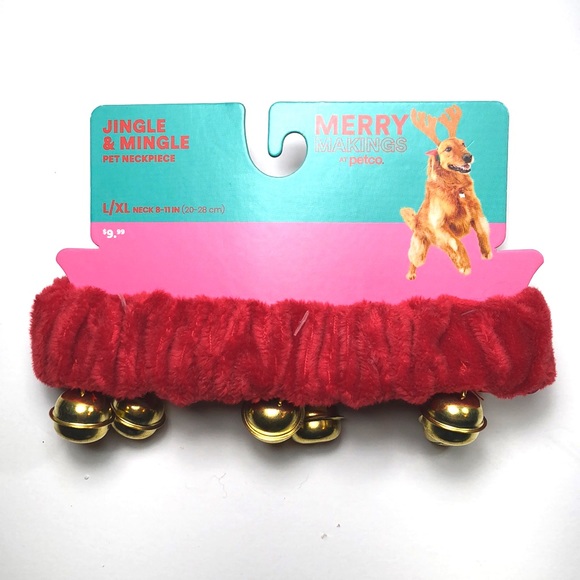 NEW MERRY MAKINGS Jingle Bell-Embellished Red Velvet Pet Neckpiece L/XL - Picture 12 of 15